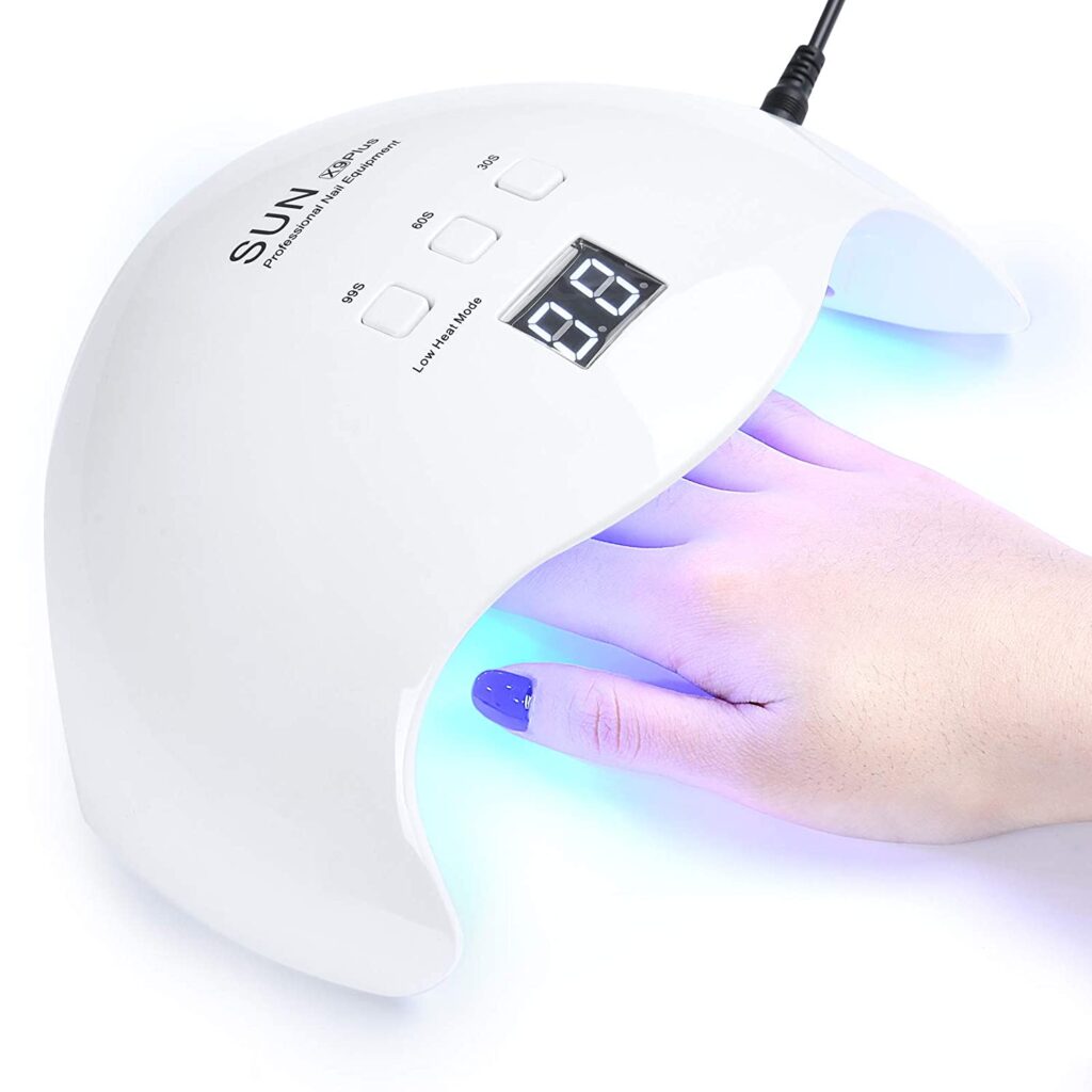 48W LED Nail Lamp, DIOZO Portable Nail Dryer ManicurePedicure Curing Lamp with 30s 60s 99s Timer Plus Gloves Gift Suitable for Fingernails and Toenails, Home and Salon